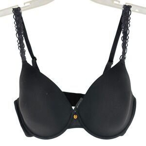 Natori Underwire Full Coverage Bra Black Lace Strap 34DD Supportive Smooth Cup